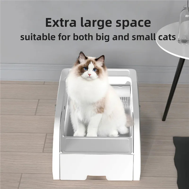 Automatic Cat Litter Box Self Cleaning Auto Plastic Bin Smart APP Control Odor Eliminator No Smell Litter Tray Safe for Pet