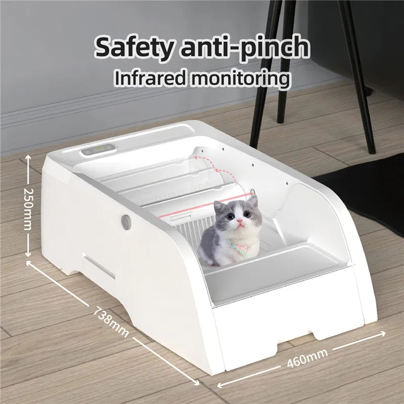 Automatic Cat Litter Box Self Cleaning Auto Plastic Bin Smart APP Control Odor Eliminator No Smell Litter Tray Safe for Pet